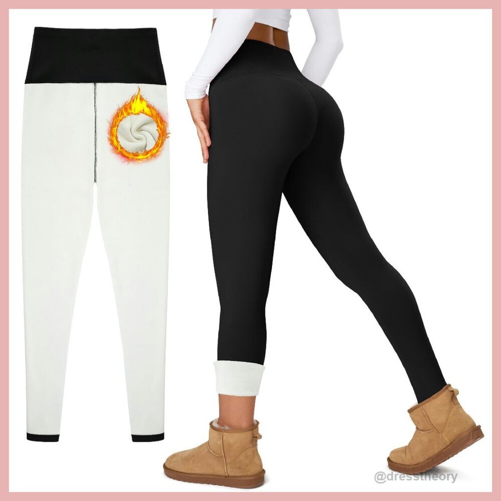 Thick Fleece Lined Leggings High Waist Tummy Control Thermal Yoga Pants